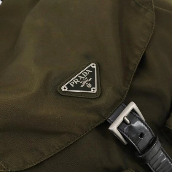 PRADA Backpack Nylon Khaki Silver Auth 150289 main image 5